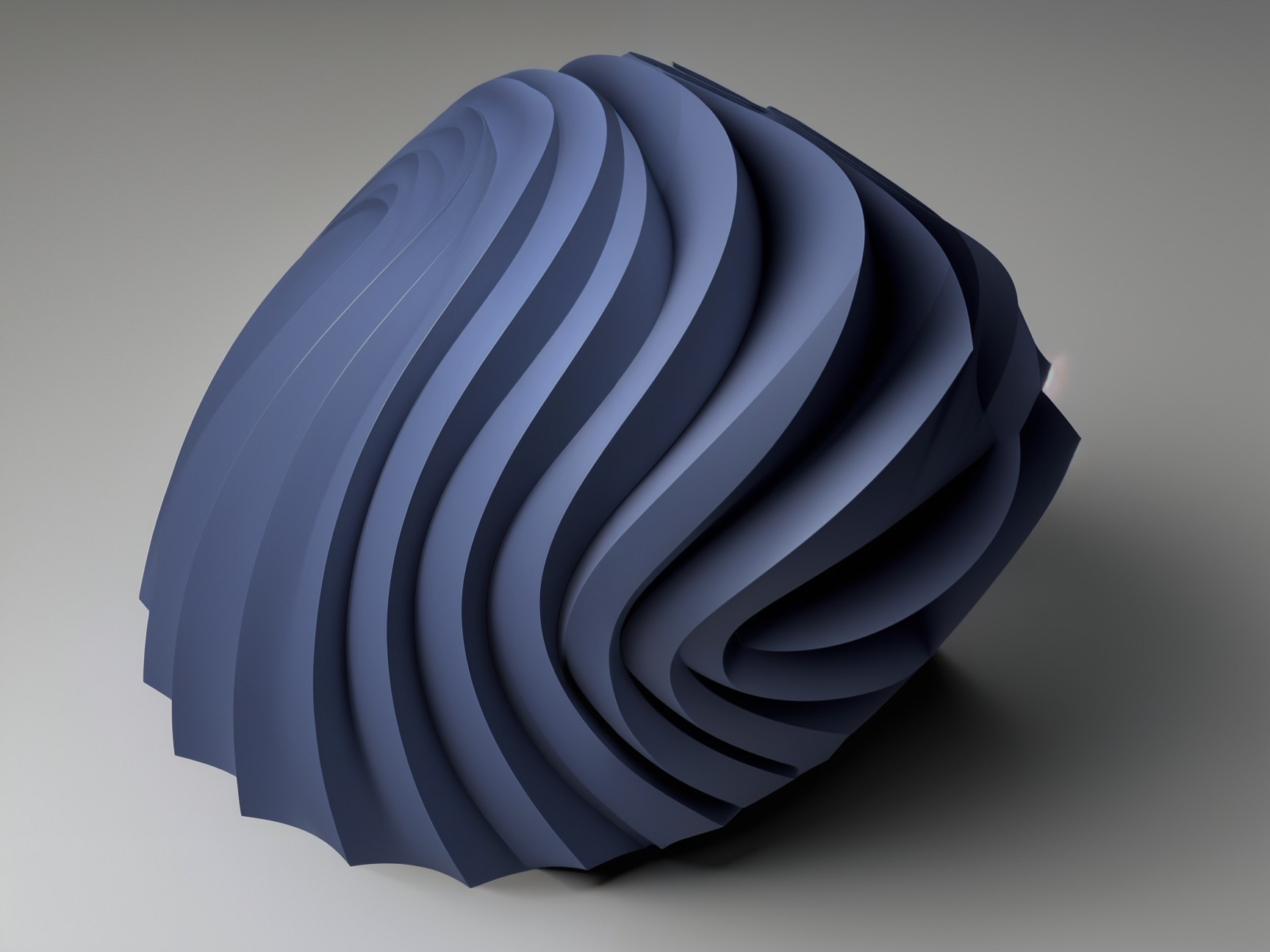 Abstract Sculpture with Navy Blue Curves and Layers
