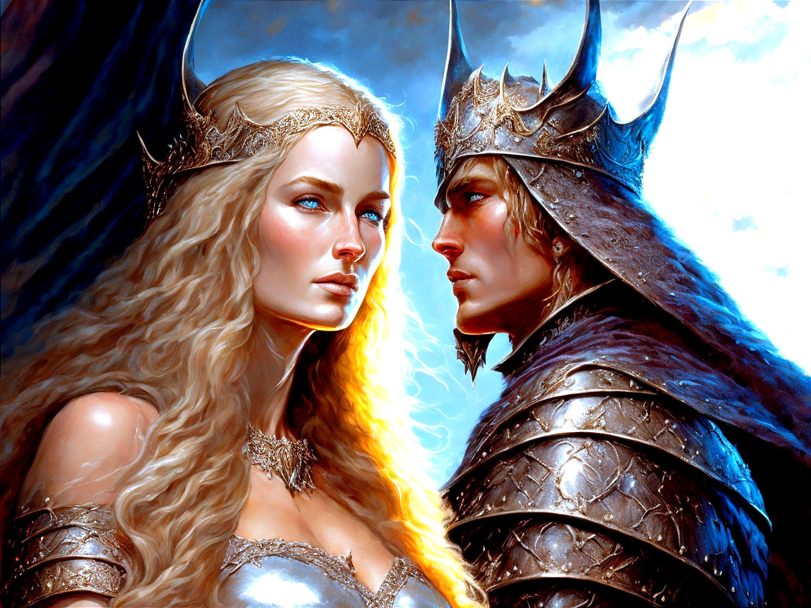 Regal Queen and Brooding King in Majestic Setting