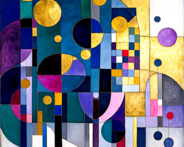 Abstract Composition of Vibrant Geometric Shapes