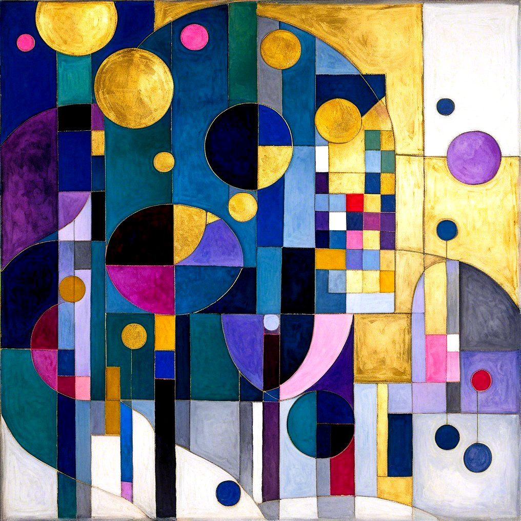 Abstract Composition of Vibrant Geometric Shapes
