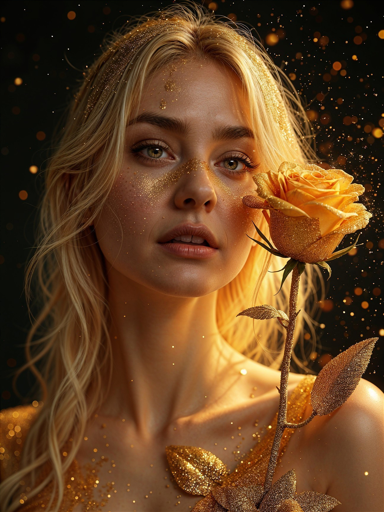 Enchanted Beauty with Golden Glow