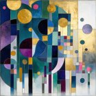 Abstract Composition of Vibrant Geometric Shapes