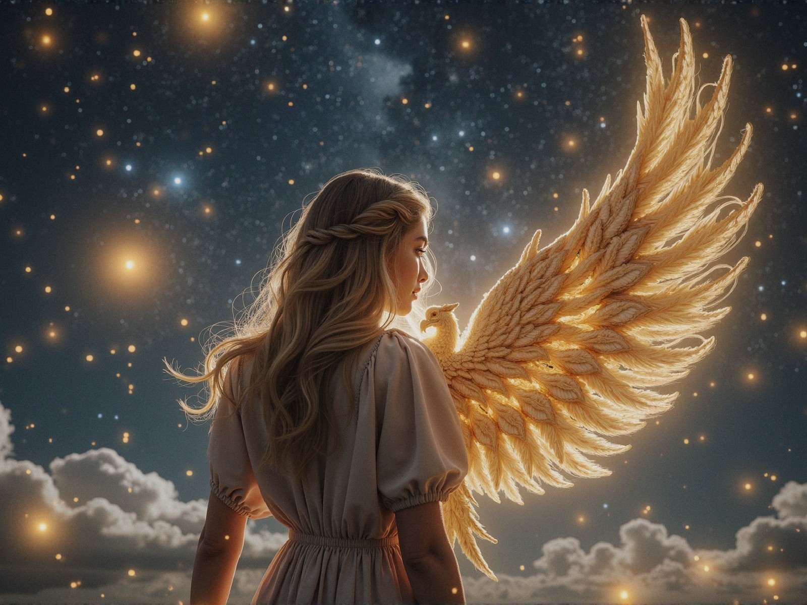Celestial Guardian with Golden Wings