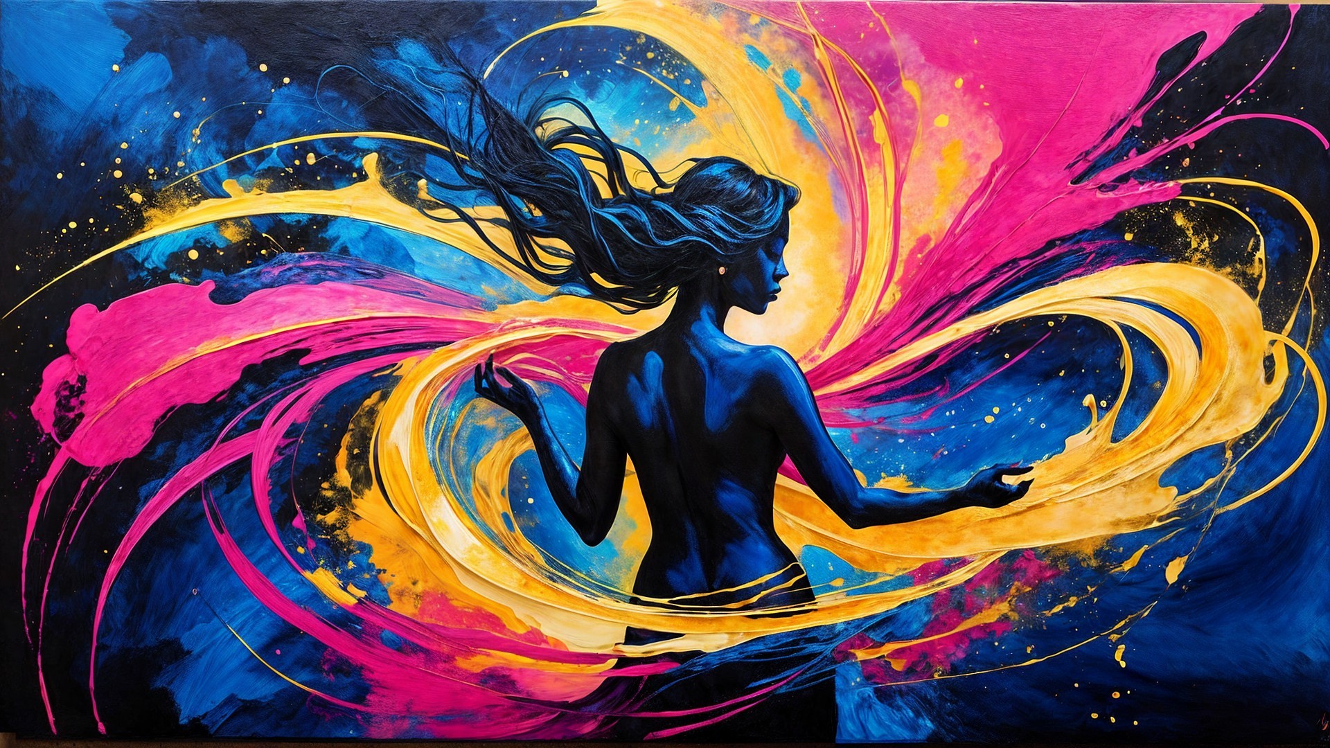 Vibrant Silhouette of Woman with Colorful Background