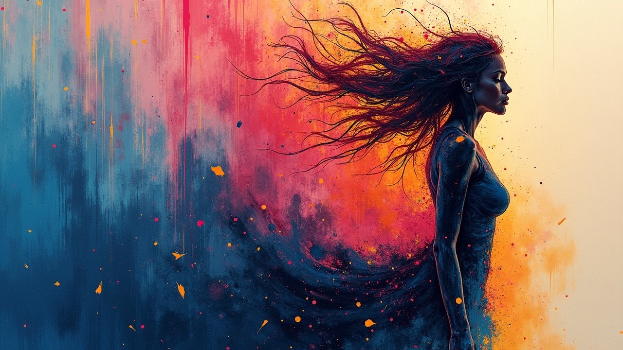 Silhouette of a Woman Against a Colorful Background