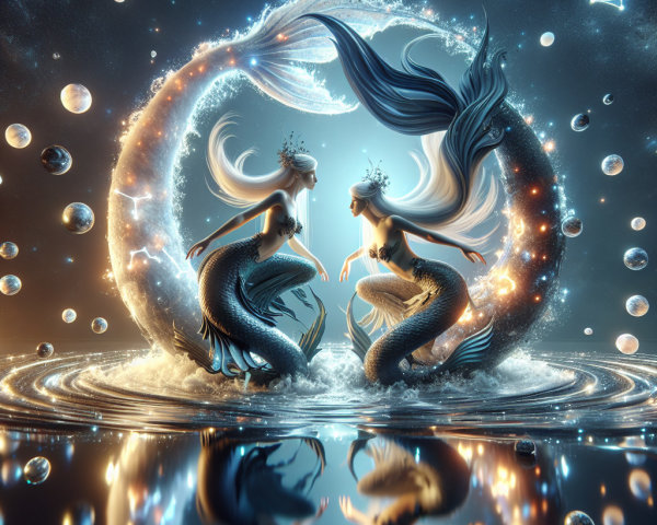 Mermaids in an Ethereal Underwater Scene