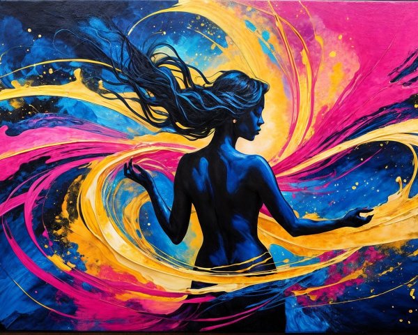 Vibrant Silhouette of Woman with Colorful Background
