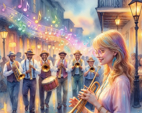 Lively Jazz Band Performance on Cobblestone Path