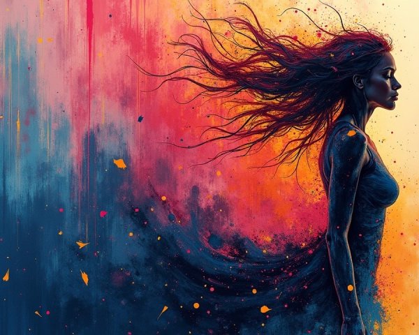 Silhouette of a Woman Against a Colorful Background