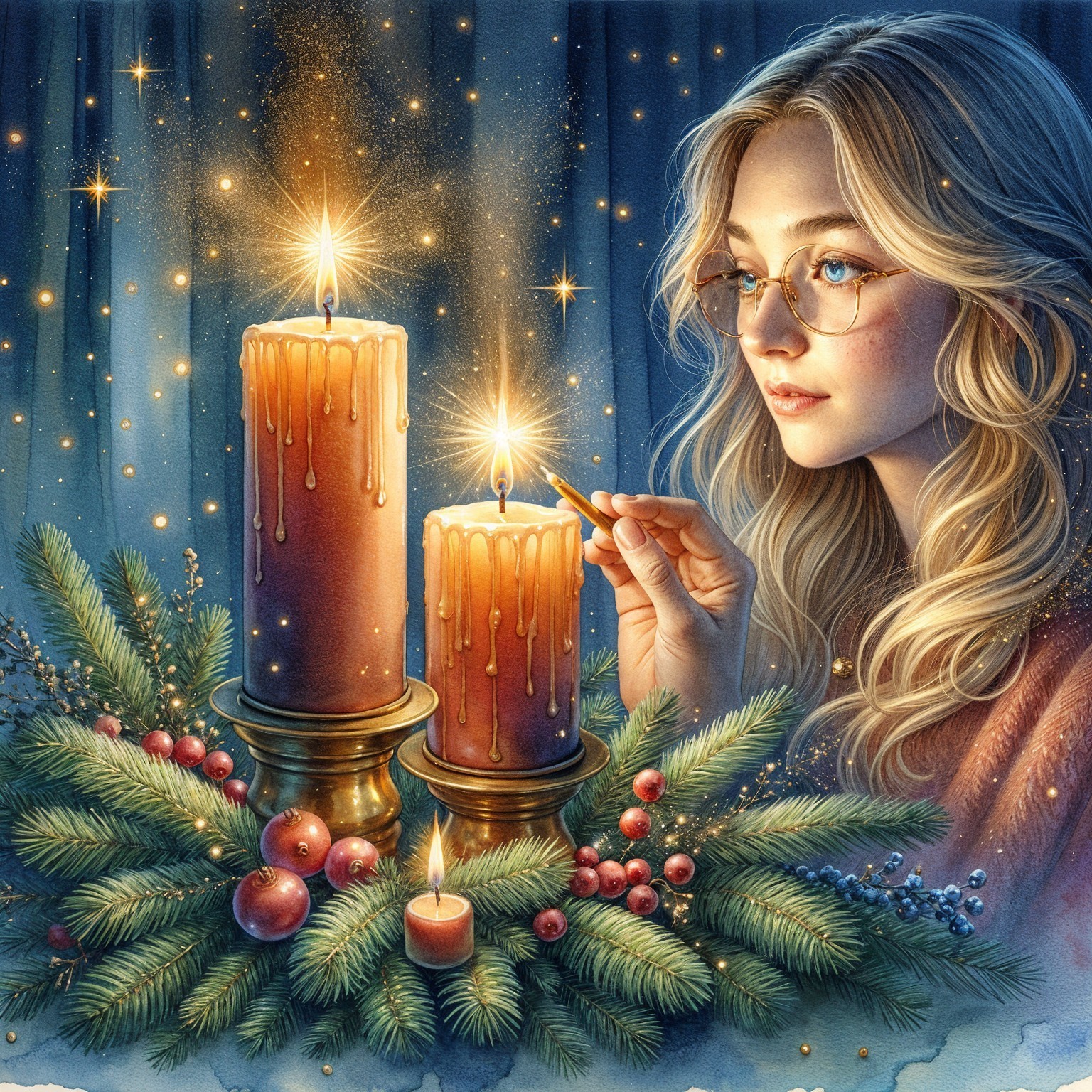 Serene Holiday Scene with Candlelit Atmosphere