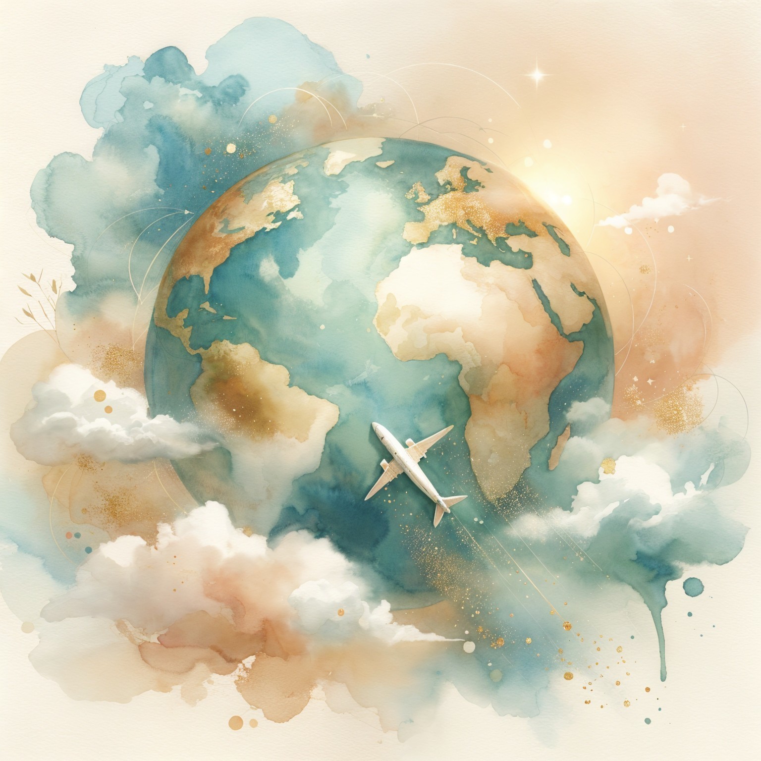 Artistic Earth Illustration with Watercolor Effects