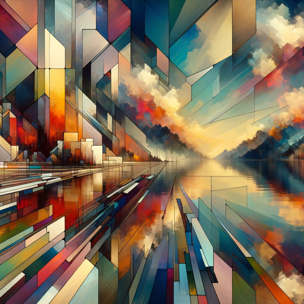 Abstract Landscape with Geometric Shapes and Colors