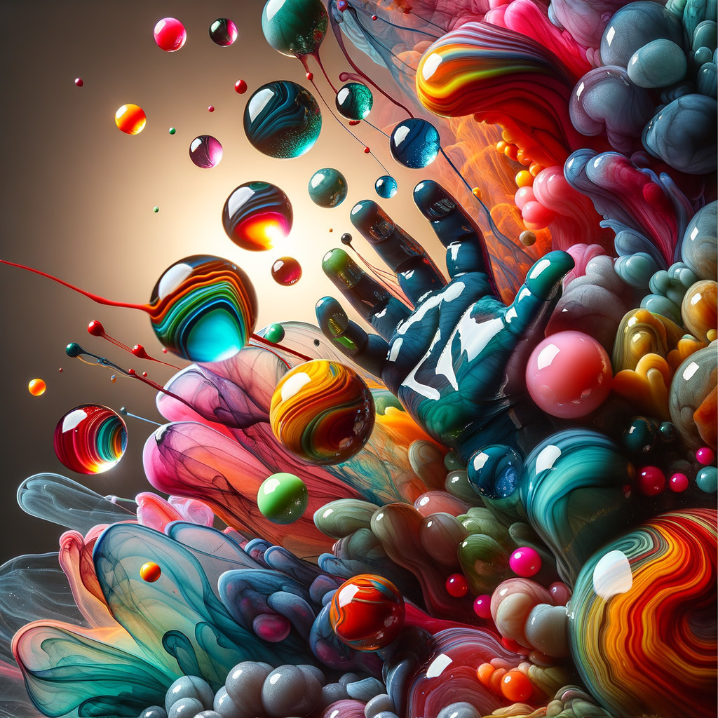 Colorful Swirling Patterns with Glossy Orbs and Depth