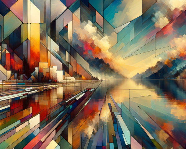 Abstract Landscape with Geometric Shapes and Colors