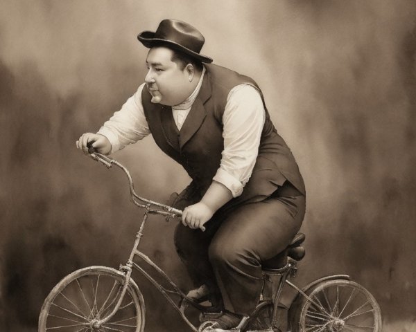 Sepia Photograph of a Gentleman on a Vintage Bicycle