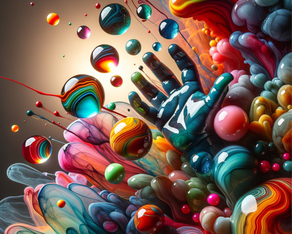 Colorful Swirling Patterns with Glossy Orbs and Depth