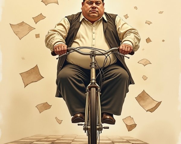 Vintage Bicycle Journey in Whimsical Surreal Scene