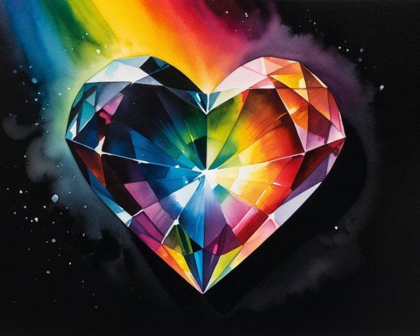 Vibrant Heart-Shaped Diamond with Rainbow Colors