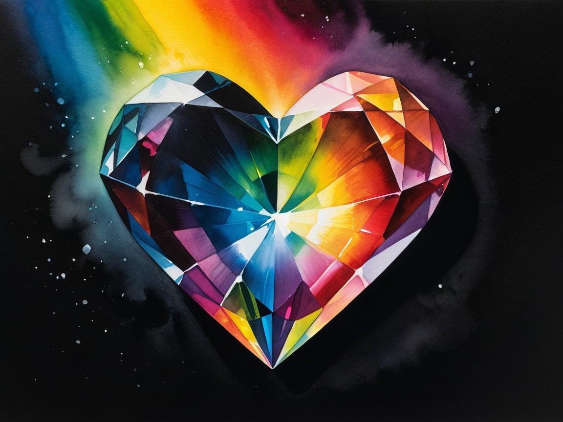 Vibrant Heart-Shaped Diamond with Rainbow Colors