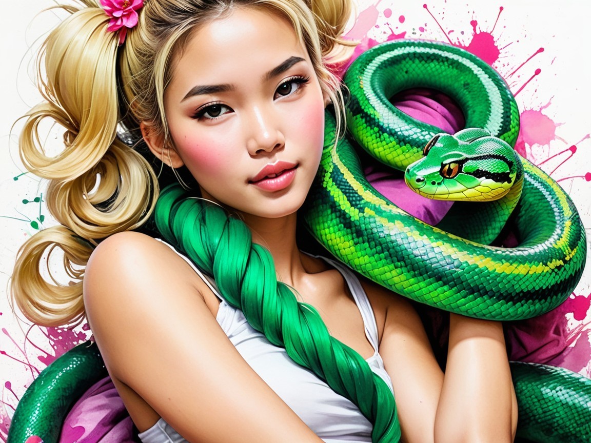 Portrait of a Young Woman with Colorful Features