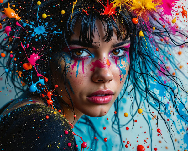 Portrait of a Young Woman with Dramatic Makeup