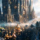 Majestic Golden Castle in a Fantasy Landscape