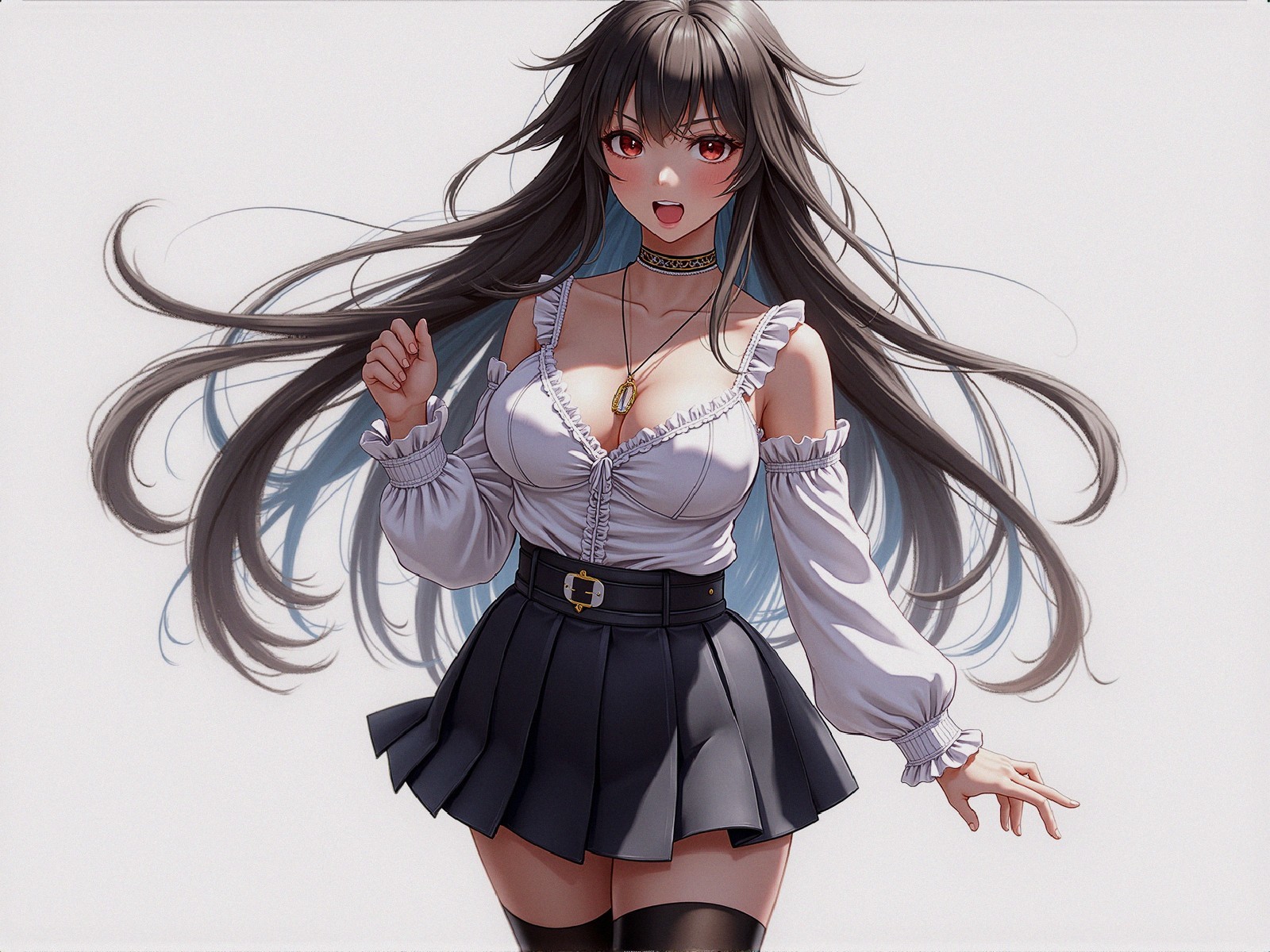 Anime Character with Black Hair and Stylish Outfit