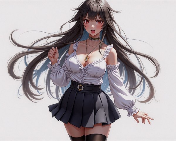 Anime Character with Black Hair and Stylish Outfit