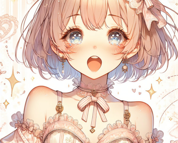 Anime-Style Girl with Pastel Hair and Playful Outfit