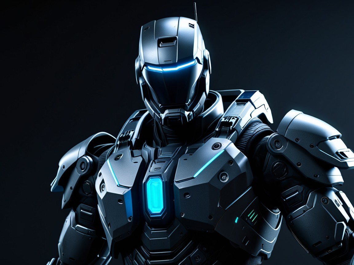 Futuristic robot with polished metallic design and glow