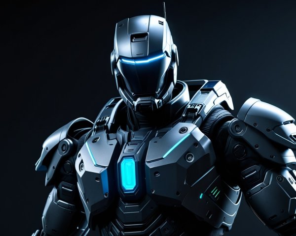 Futuristic robot with polished metallic design and glow