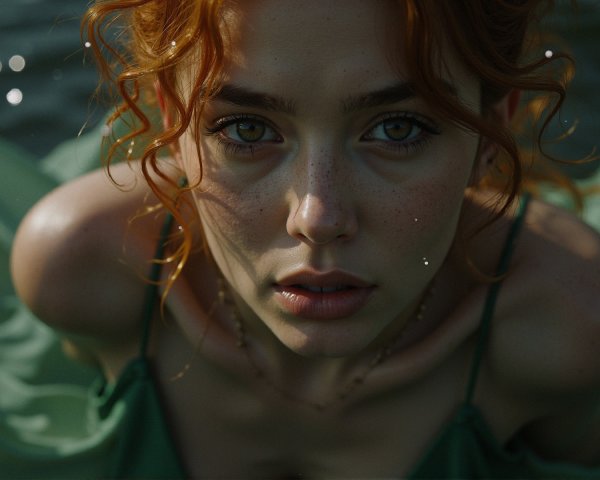 Close-up Portrait of a Young Woman with Red Hair