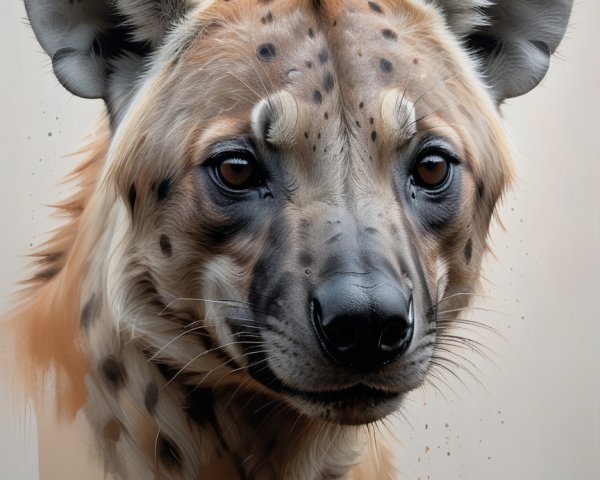 Close-up of a hyena's textured fur and features