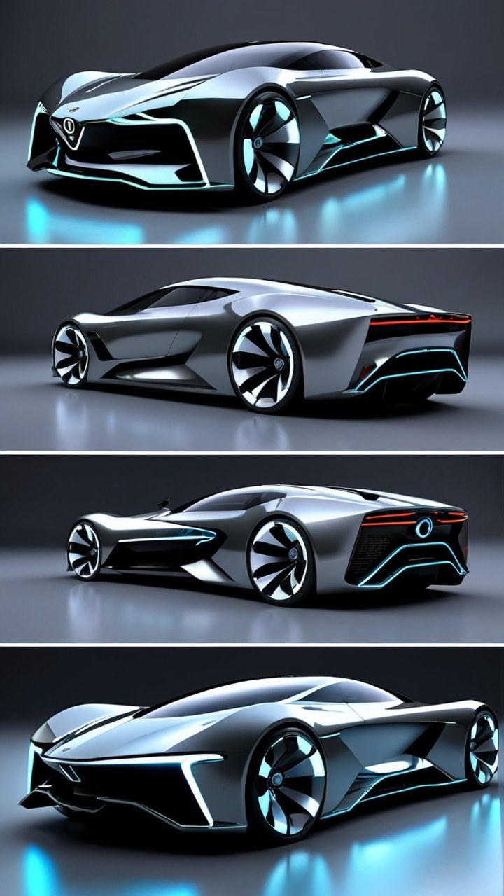 Futuristic Concept Car with Aerodynamic Design Features