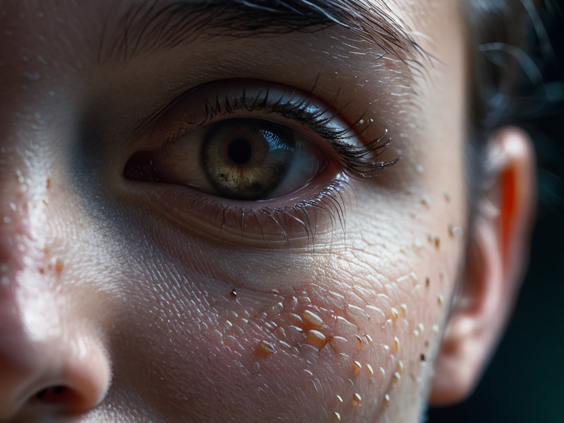 Close-up Portrait of a Young Person's Face and Eye