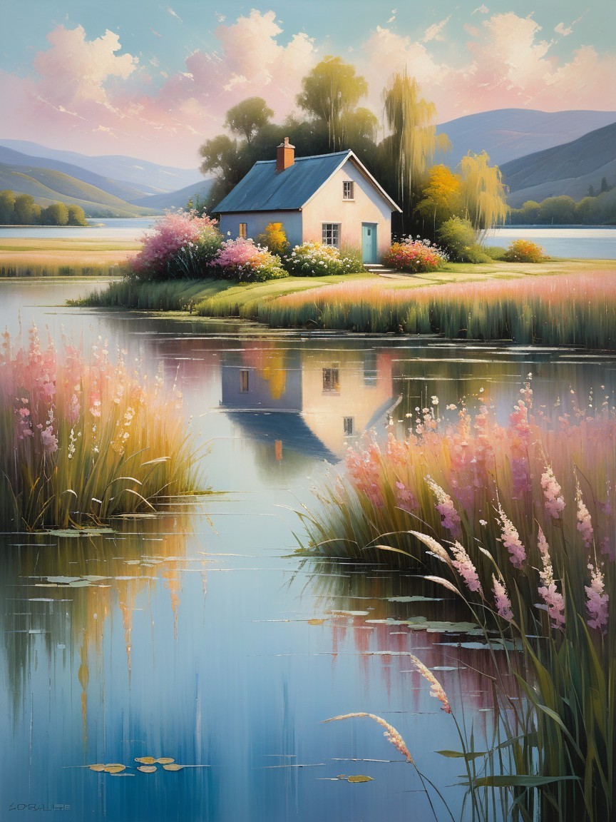 Charming Cottage in a Serene Lakeside Landscape
