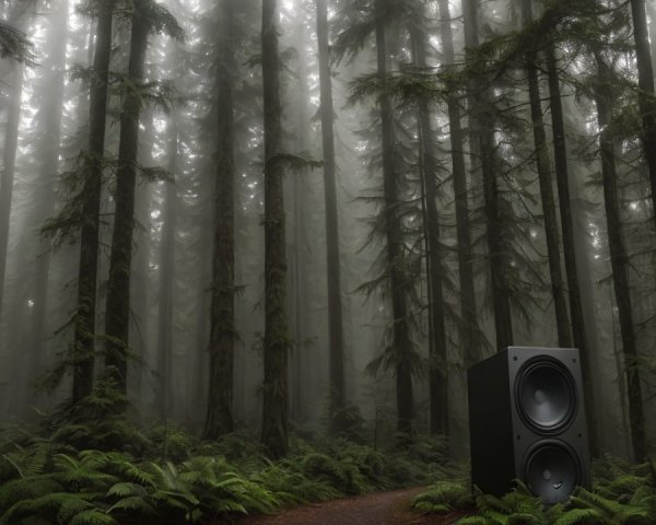 Black Speaker in Misty Forest Setting