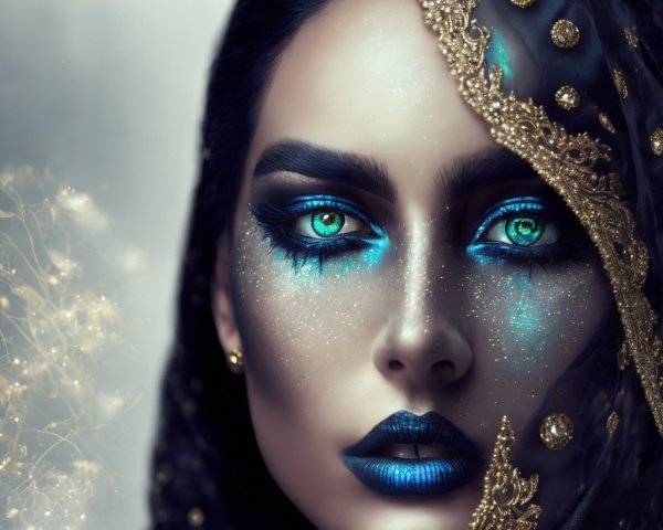 Dramatic Makeup and Ethereal Glow with Veil Details