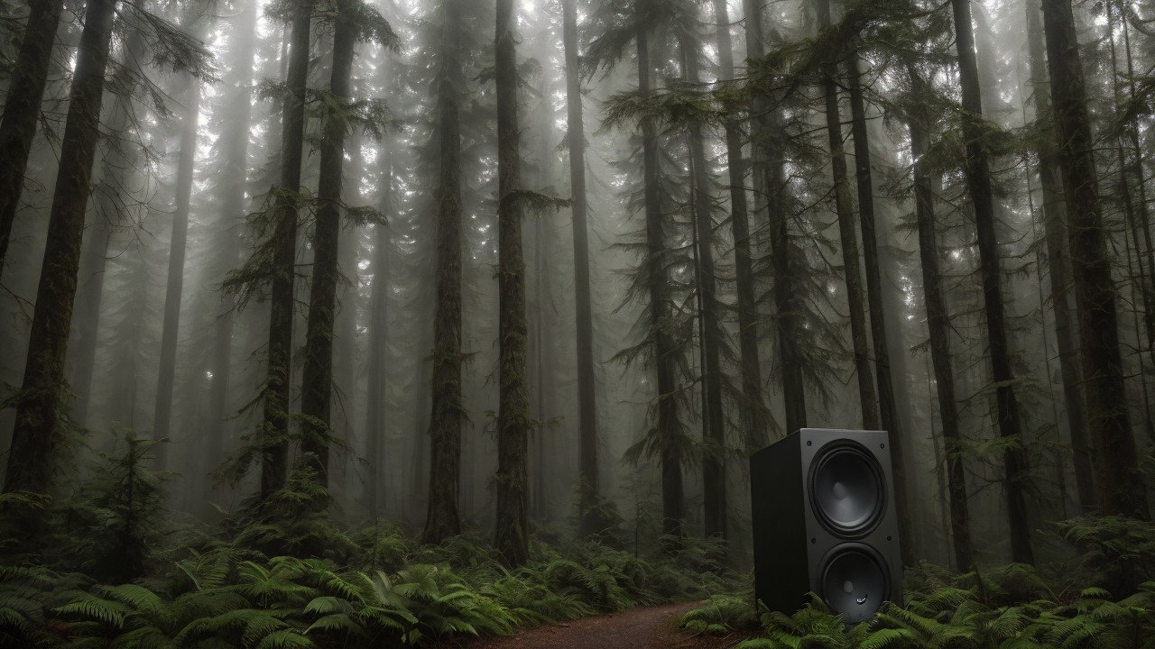 Black Speaker in Misty Forest Setting