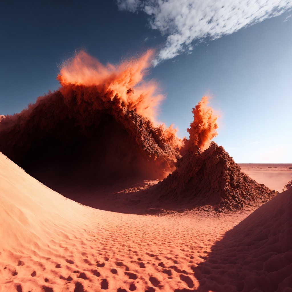 Surreal Landscape of Towering Red Sand Dunes