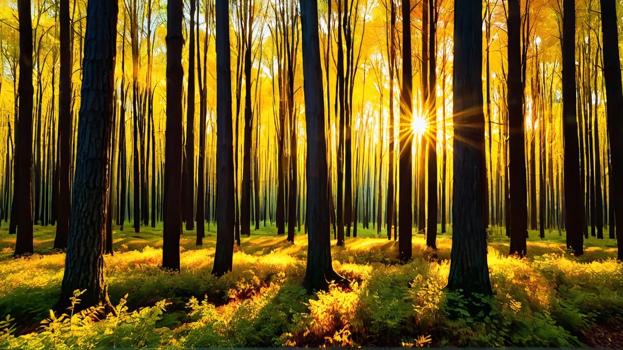 Autumn Forest with Golden Leaves and Tranquil Atmosphere