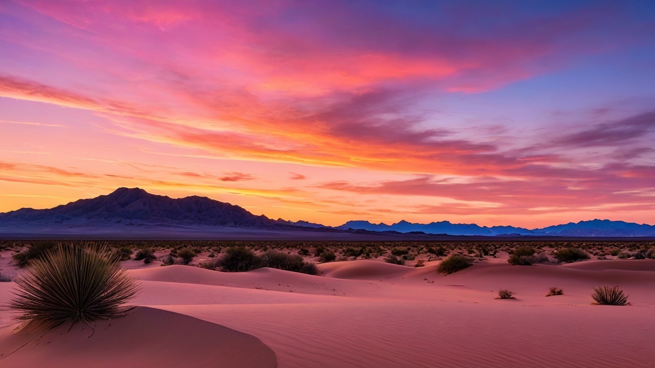 Desert Landscape at Sunset with Vibrant Colors