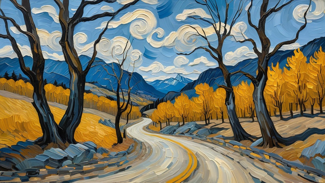 Winding Road Through Vibrant Autumn Landscape