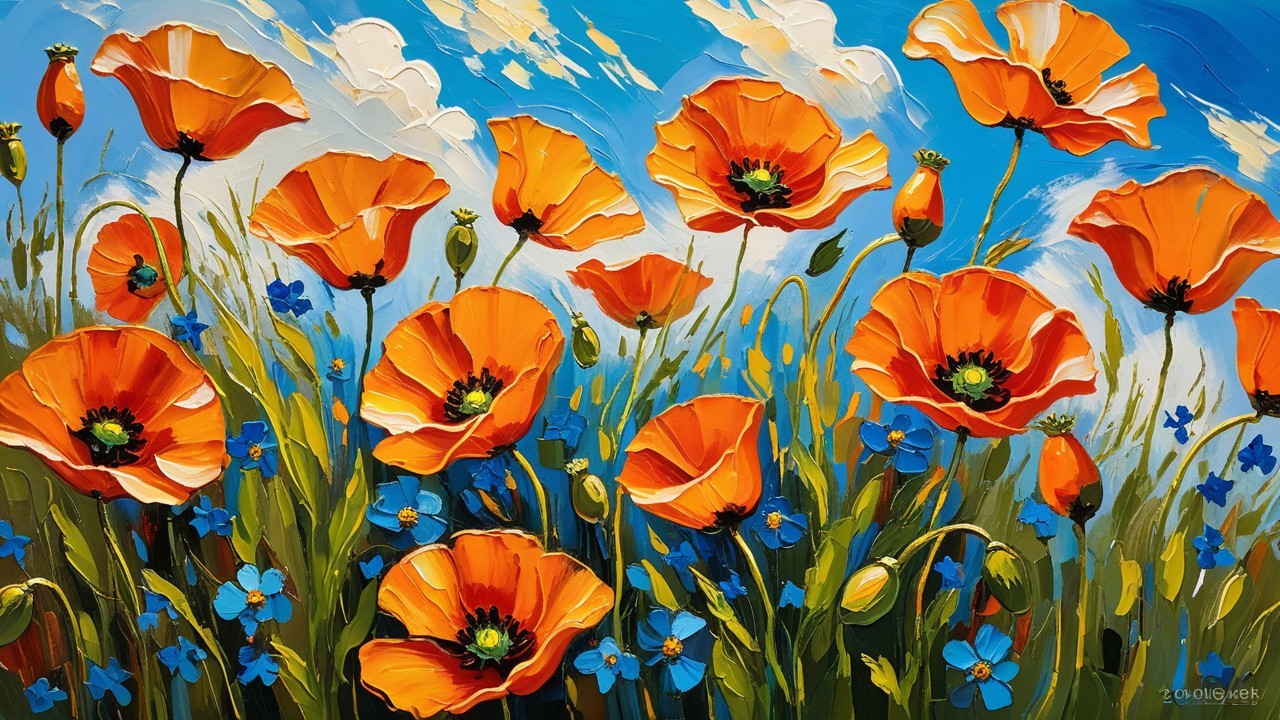 Van Gogh Style – Poppies Under the Sun