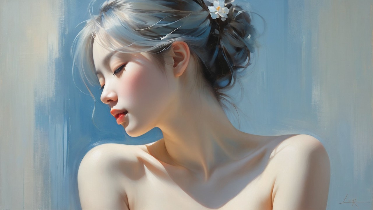 Serene Portrait of a Woman in Soft Pastels