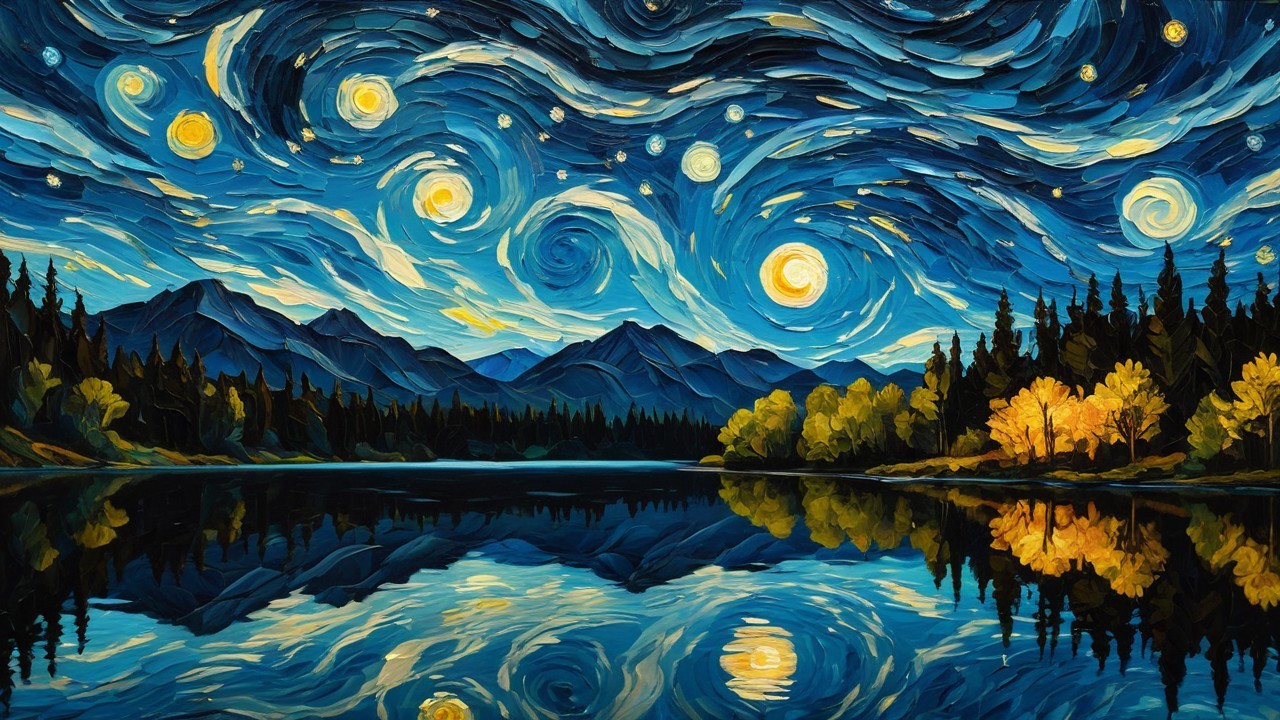 Vibrant Night Sky Reflected on a Tranquil Lake