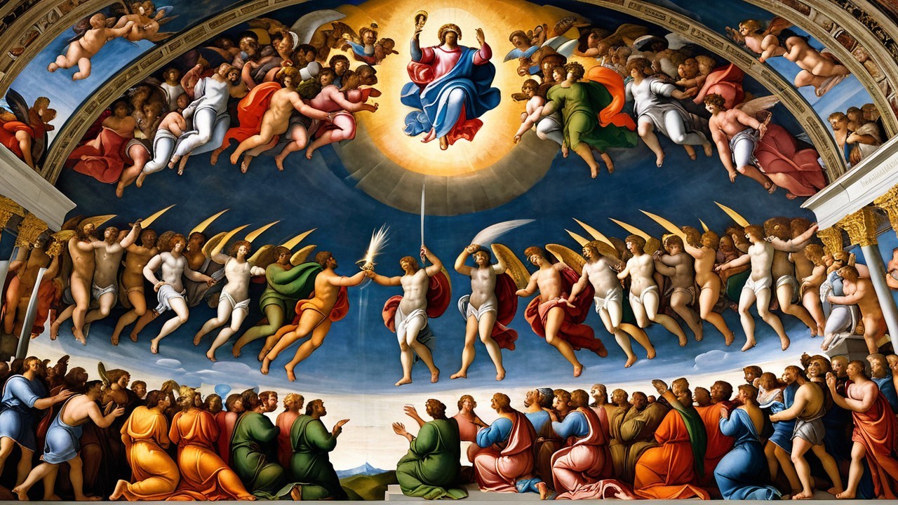 Heavenly Scene with Virgin Mary and Celestial Beings