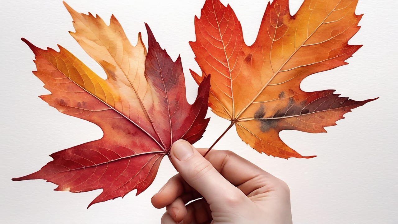 Vibrant Autumn Leaves Against White Background