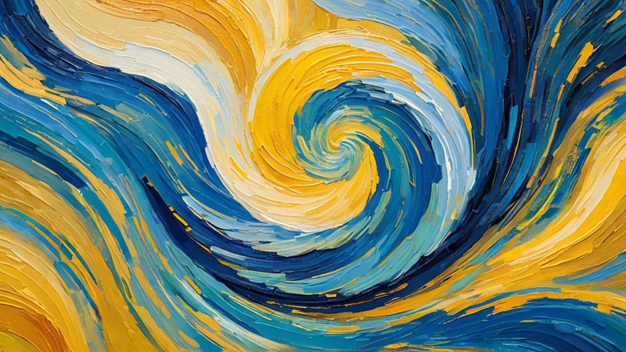 Vibrant Swirl of Blue, Yellow, and White Colors
