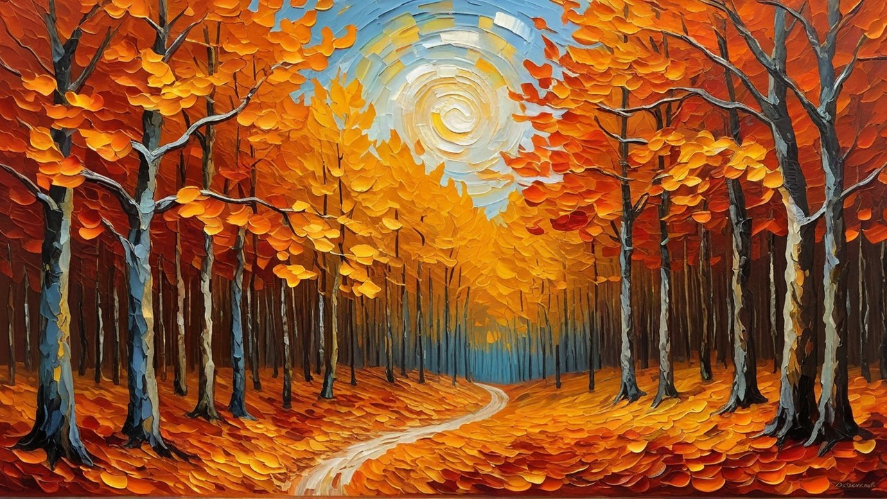 Vibrant Autumn Landscape with Winding Forest Path